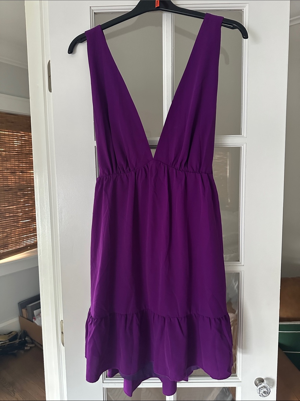 Purple V-Neck Mini Dress